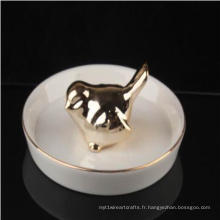 Lover Bird Wedding Ring Holder Décor Collier en céramique